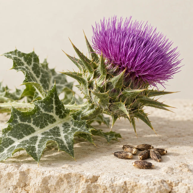 Milk thistle flower and seeds