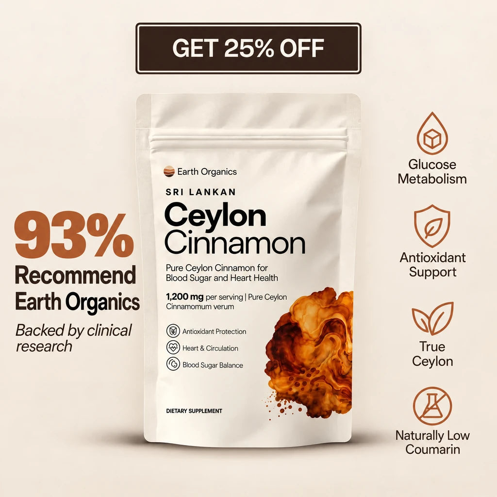 Earth Organics Ceylon Cinnamon cream pack — 93% Recommend Earth Organics. Backed by clinical research. Get 25% off.