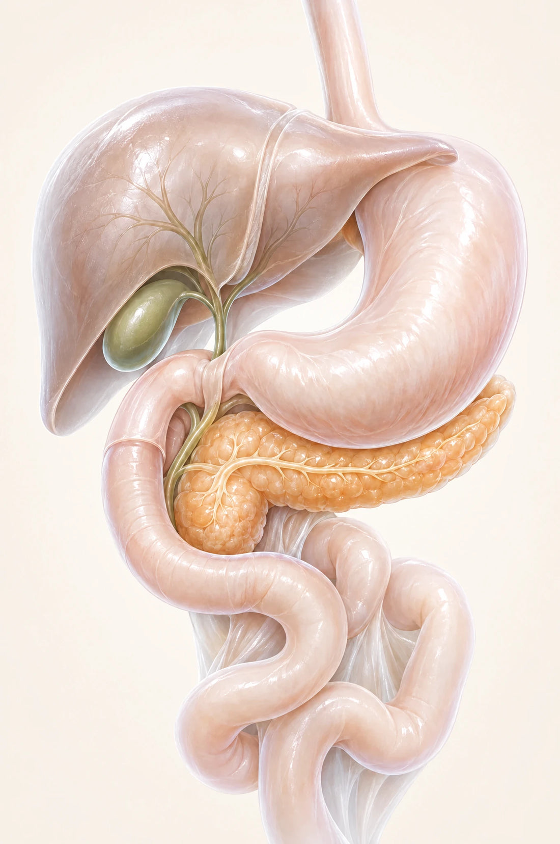 Educational illustration of the organs involved in glucose metabolism