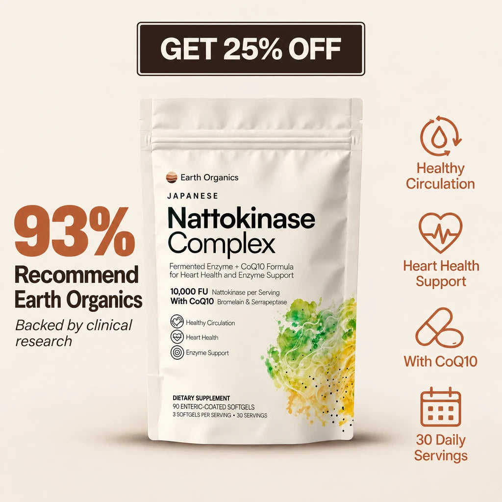 Earth Organics Japanese Nattokinase cream pack — 93% Recommend Earth Organics. Backed by clinical research. Get 25% off.