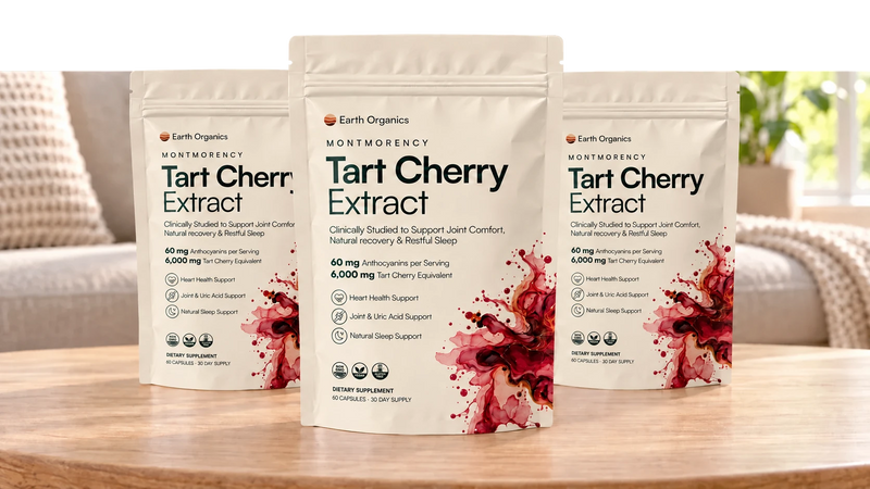 Three cream packs of Earth Organics Montmorency Tart Cherry