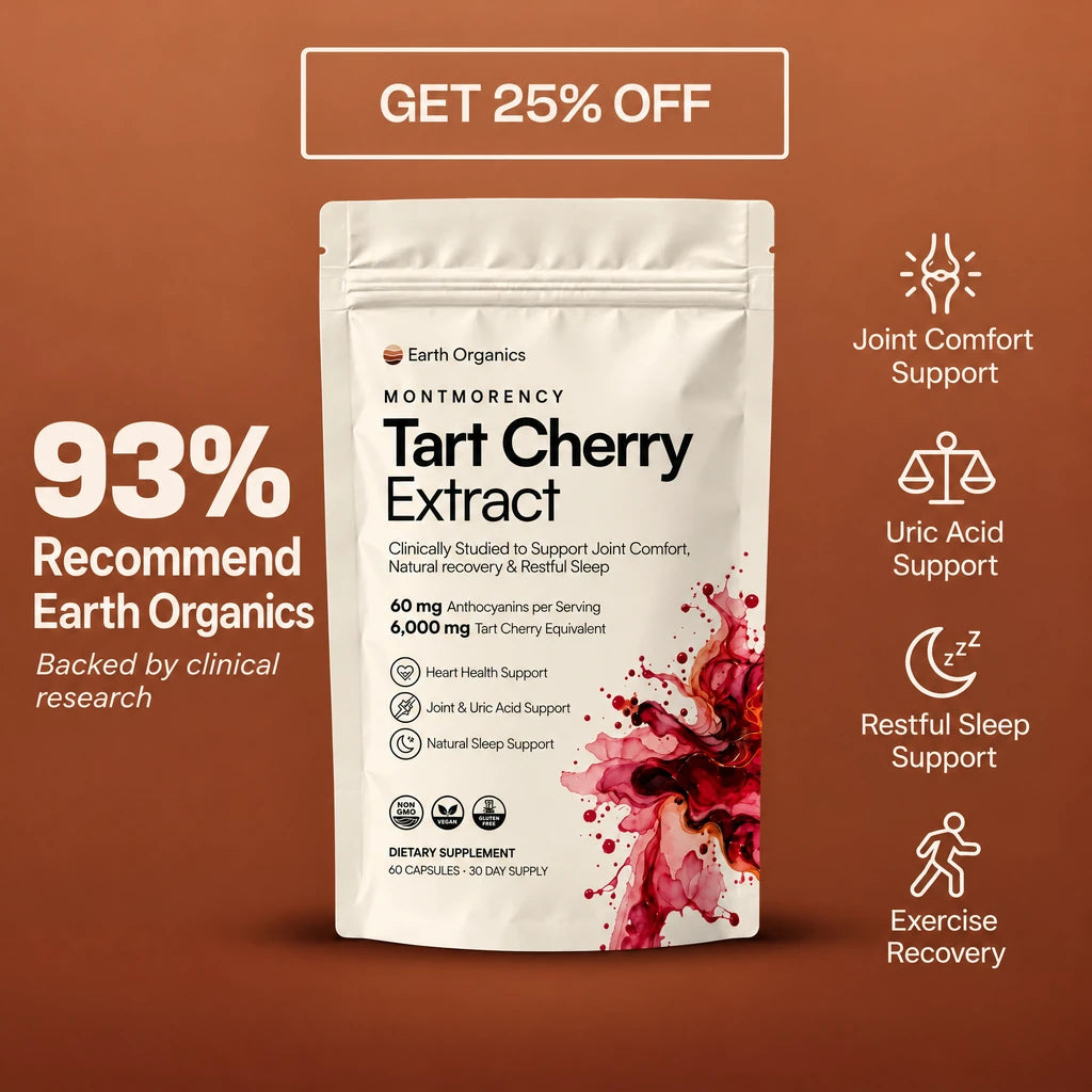 Earth Organics Tart Cherry cream pack — 93% Recommend Earth Organics. Backed by clinical research. Get 25% off.
